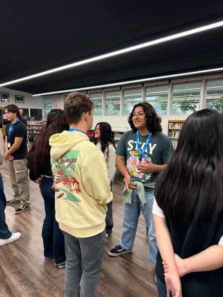 Students connecting at career event